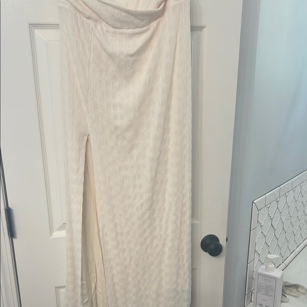 Free People Cream Maxi Pencil Skirt with Slit And Matching Top….  Set
